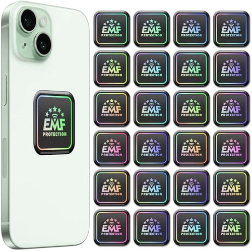 EMF Stickers for Cell Phones/Laptops/Tablets/All Electronic Devices - Slim Design - Supported by Japanese Technology - 1.1x1.1x0.1 Inches Square - (24 Pcs)