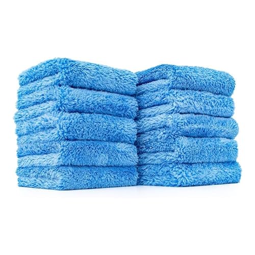 The Rag Company - The Eaglet 500 - Professional Korean 70/30 Blend; Super Plush Microfiber Detailing Towels; Perfect for Wheels, Mirrors, and More; 500GSM; 8inx8in, Blue (10-Pack)