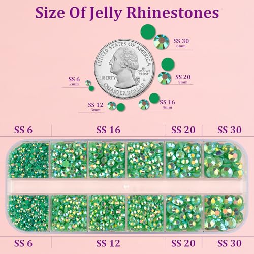Image of Resin Jelly Rhinestones for Crafting with B7000 Jewelry Glue, 1 Box Dark Green AB Flatback Crystal with 3Pcs 10ml Glue, Bedazzling Non Hotfix Gems for DIY Tumblers Clothing Shoes Manicure