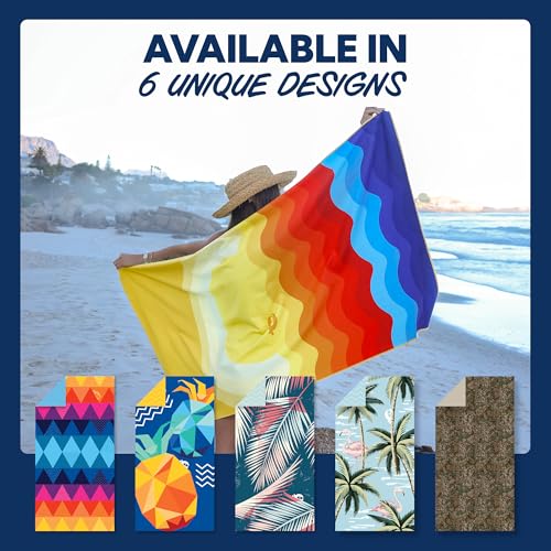 Image of SUN NINJA Microfiber Beach Towel, Sand Free Quick Dry, 63x32 in, Flamingo