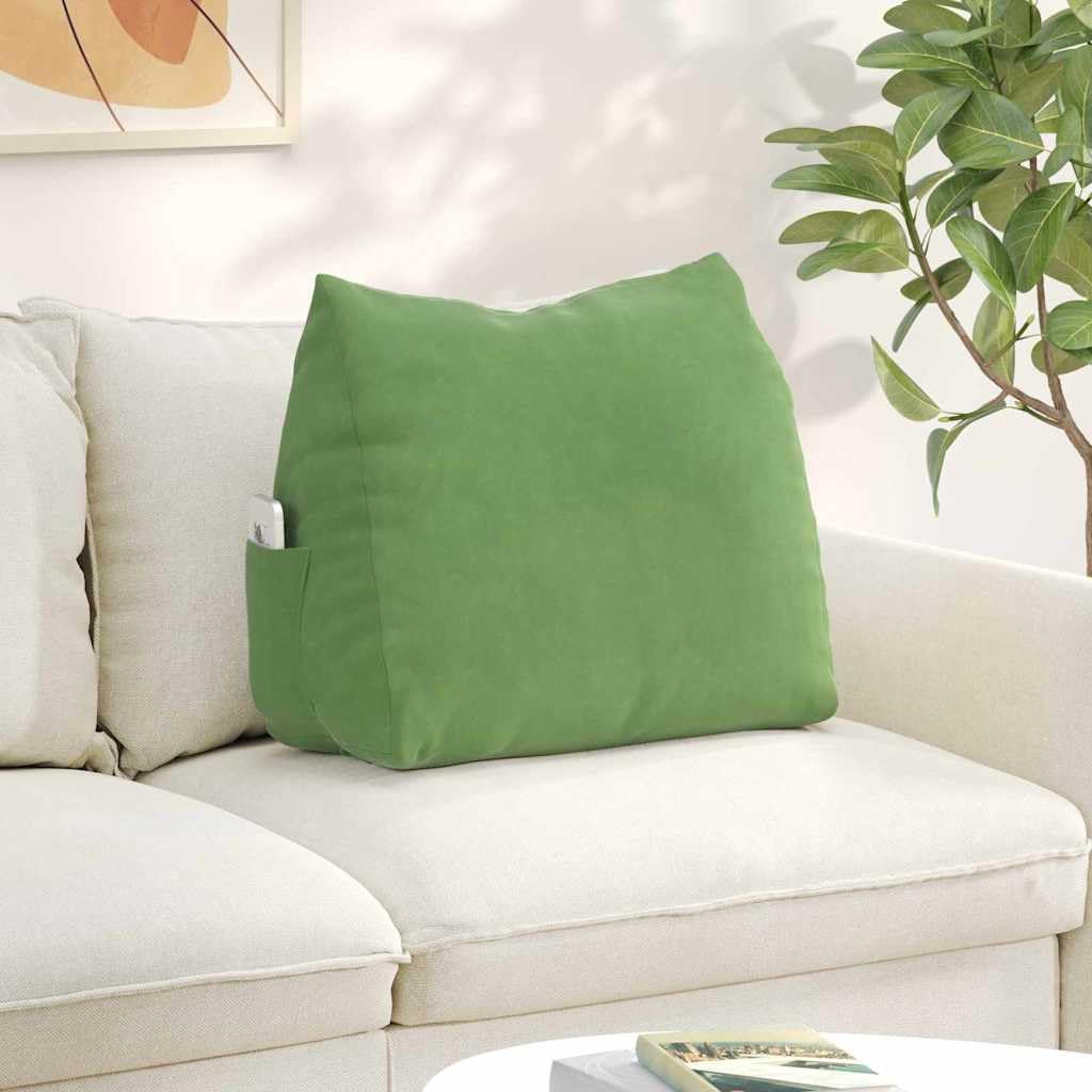 Poduszka pod plecy jasnozielona ze sztruksu 60 x 20 x 50 cm z wypełnieniem poliestrowym, ergonomiczna poduszka podpierająca na sofę, łóżko, do biura, idealna do czytania, relaksu, oglądania