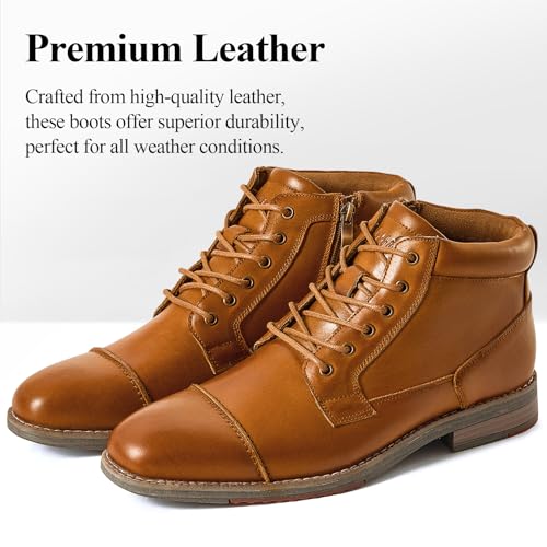 Image of Arkbird Men's Dress Boots Genuine Leather Cap Toe Ankle Boot with Side Zipper for Casual Business Formal Wear