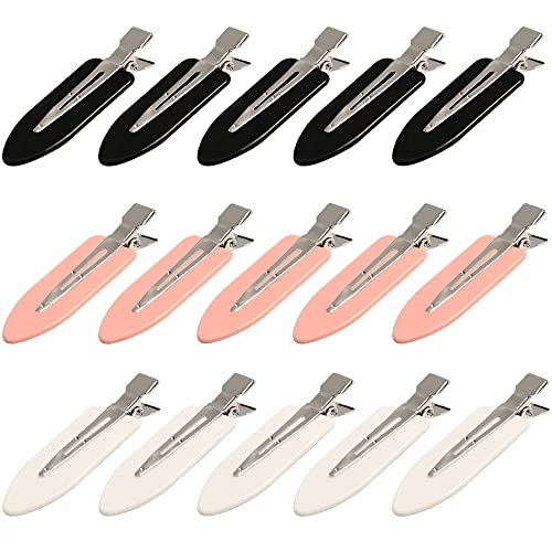 Image of 15Pcs No Bend Hair Clips, Bangs Hair Clips No Crease Hairpins Curl Pin Clips Hair Barrettes for Makeup Application Hair Styling (Black+White+Pink)