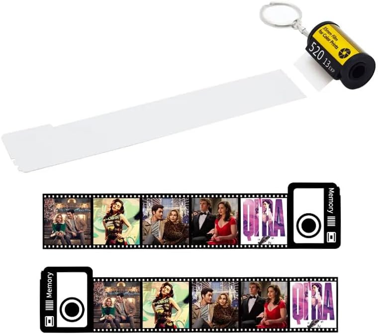 20 Set Sublimation Blank Memory Film roll Keychain, Double-Sided Sublimation Camera Film roll Key Chain for DIY Heat Transfer Print