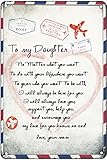 Finamille to My Daughter from Mom Vintage Tin Sign Letter Printed Rustic Sign Birthday Gift Daughter Air Mail Sign Positive Encourage and Love Daughter's Wall Art Gift for Bedroom Decor 5.5x8 inches