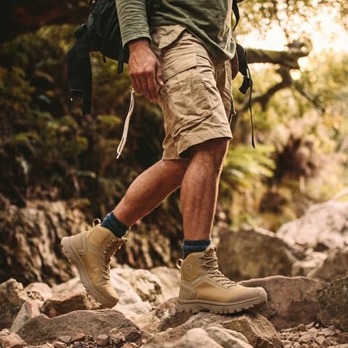 Image of Coostar Tactical Boots for Men Lightweight Military Combat Boot Side Zipper Motorcycle Hiking Work Boots Waterproof 8 Inches