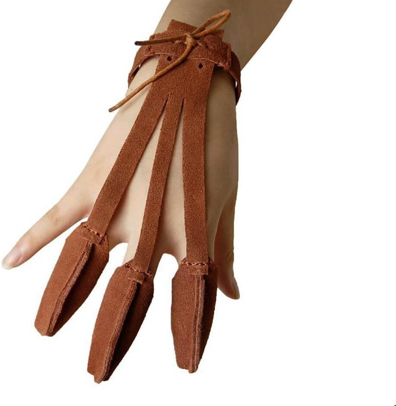 Single 3 Finger Design Archery Finger Protector Archery Glove Shooting Glove Leather Archery Single Seam Glove Traditional Shooters Glove Medium
