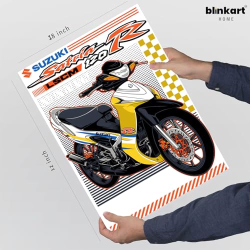 Image of BLINKART Suzuki Satria 120Car Posters Sticker Gift Items for Boys Room Wall Decor || Comes with Double-Sided Tape|| Decoration Bedroom Living Room Office Studio Decor | 12x18 In (A3) - CAR-251