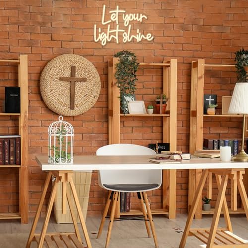 Alkkign Let Your Light Shine Neon Sign for Wall Decor Jesus Neon Light Letter LED Neon Signs Bible Verse Neon Signs for Prayer Room Christian Church Bedroom Decoration