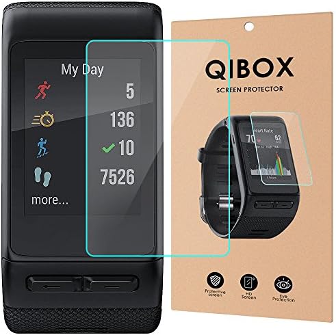 Compatible with Garmin Vivoactive HR Tempered Glass Screen Protector (3-Pack), QIBOX 9H Hardness Multi-Layer Explosion-Proof and Anti-Bubble Screen Guard for Vivoactive HR