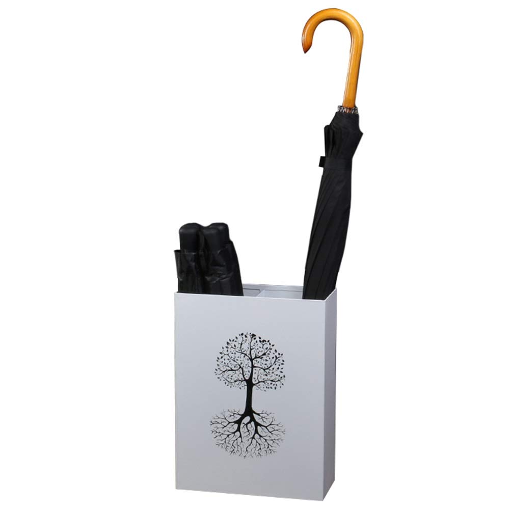 Porte-parapluie en métal blanc 30x13x40 cm avec bac d'égouttage pour couloir