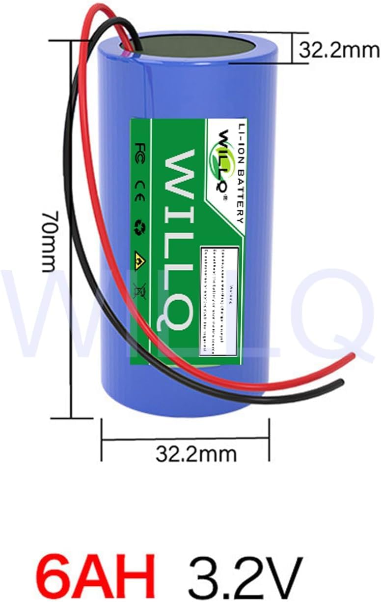 Batteria Lifepo4 da 3,2 V Batteria Ricaricabile al Litio Ferro Fosfato 3,2 V 6 Ah 12 Ah 18 Ah 24 Ah per Lampioni Solari, 3.2v6ah