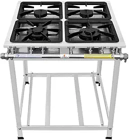 FOGÃO SERV INOX BAIXA PRESSÃO 4 BOCAS (2 SIMPLES 2 DUPLAS)