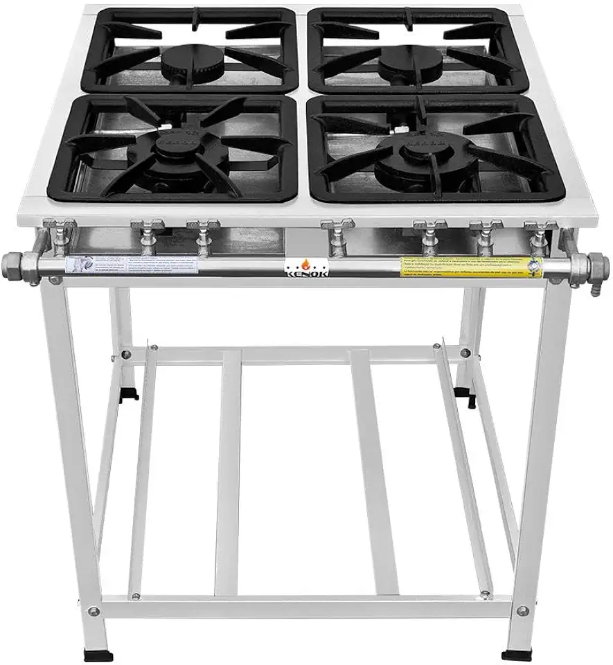 FOGÃO SERV INOX BAIXA PRESSÃO 4 BOCAS (2 SIMPLES 2 DUPLAS)
