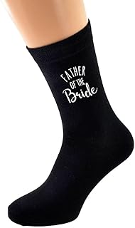 White Script Design Black Mens Wedding Socks UK 5-12 (Father of the Bride)