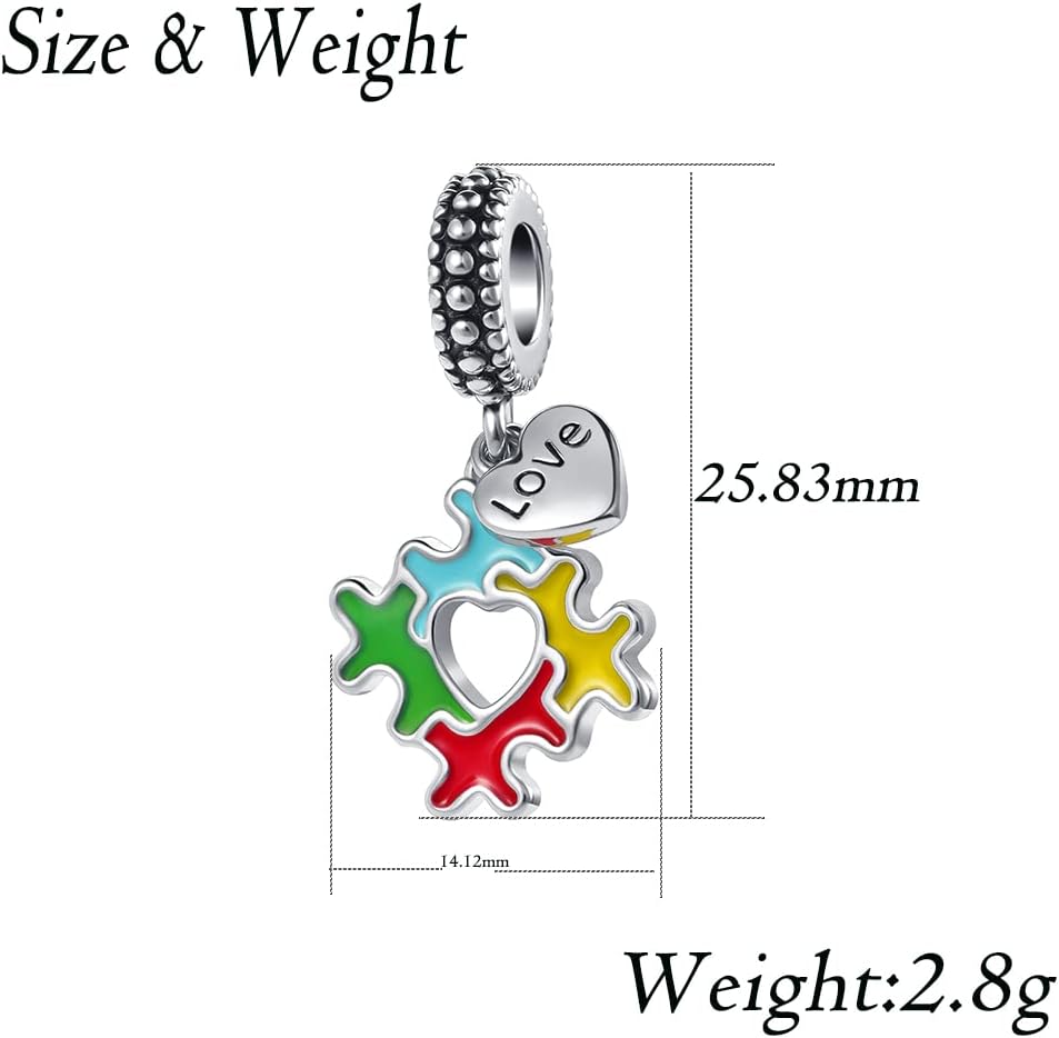 NanMuc Autism Awareness Charm Necklace Puzzle Piece Enamel ASD Pendant for Granddaughter - Image 2