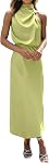 BTFBM Women Sleeveless Cocktail Dresses Summer Mock Neck Keyhole Elastic High Waist 2026 Party Maxi Wedding Guest Dress