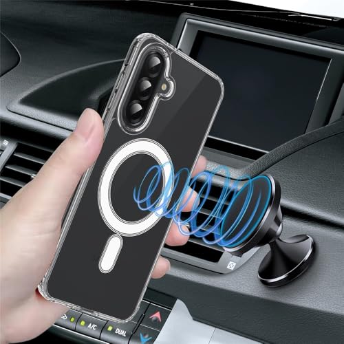 Image of SHINESTAR Shockproof Ultra-Hybrid Back Cover for Samsung Galaxy A26 5G | Crystal Clear Slim Transparent Case | Stylish Design | Compatible Only with Magnetic Accessories - Clear
