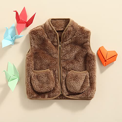 Image of Toddler Baby Girl Boys Sleeveless Fleece Plush Vest Sherpa Waistcoat