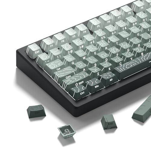 Image of dagaladoo Dark Green Keyboard keycaps,Double Shot PBT keycaps Topographic