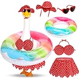 GANSHAYA 5Pcs Hawaiian Goose Outfit Lawn Bikini Porch Goose Clothes for Spring Summer Yard Lawn Outdoor Decoration (Red)