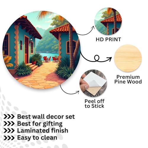 Image of RADIQORE Set of 11 Designer MDF Wooden Wall Hanging for Home Decoration | Office | Gift | Wall Decor Hanging Items | Wall Art | Living Room | Bedroom (House)