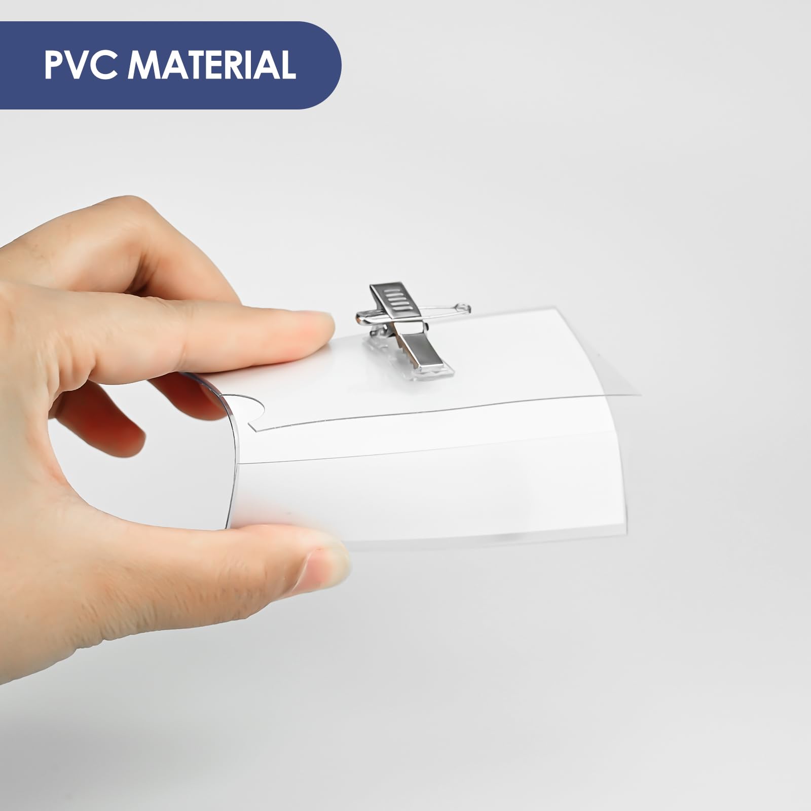 100 etiquetas para nombre, 90 x 56 mm, transparentes, fundas para tarjetas de identificación con clip y pin, para escuelas, oficina, viajes