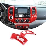 2pcs Car ABS Inner Central Console Air Conditioning Vent Rings Frame Cover Trim Car Accessories Compatible with Toyota Tacoma 2011 2012 2013 2014 2015 Left Hand Driver (Red)