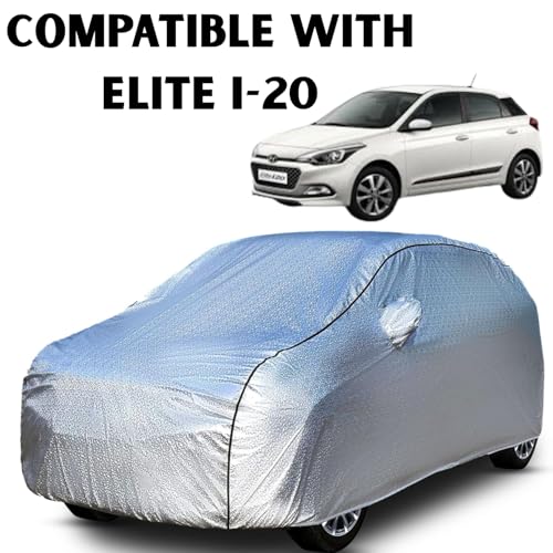 Image of Waterproof Car Cover with Cotton Lining & Heavy Buckle | Dustproof, Windproof, Scratch Resistant, UV Protection Car Body Cover for Outdoor & Indoor Use (Car Cover, Hyundai Elite I-20)