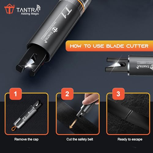 Image of TANTRA Emergency Car Safety Hammer - Heavy-Duty Seatbelt Cutter & Window Breaker | Multi-Function Auto Escape Tool | Compact & Durable | Essential for Every Vehicle