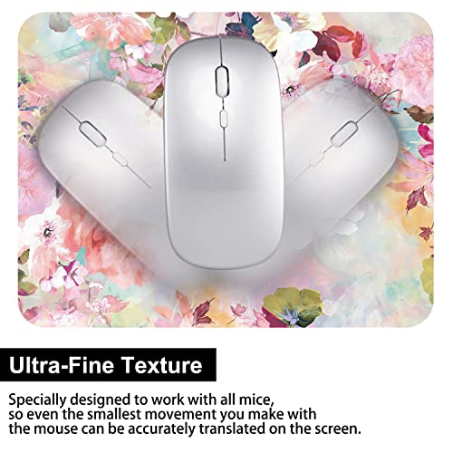 Image of Small Mouse Pad 6 x 8 Inch, Audimi Mini Mouse Pad Thick for Laptop Wireless Mouse Home Office Travel, Portable & Washable (Flower)