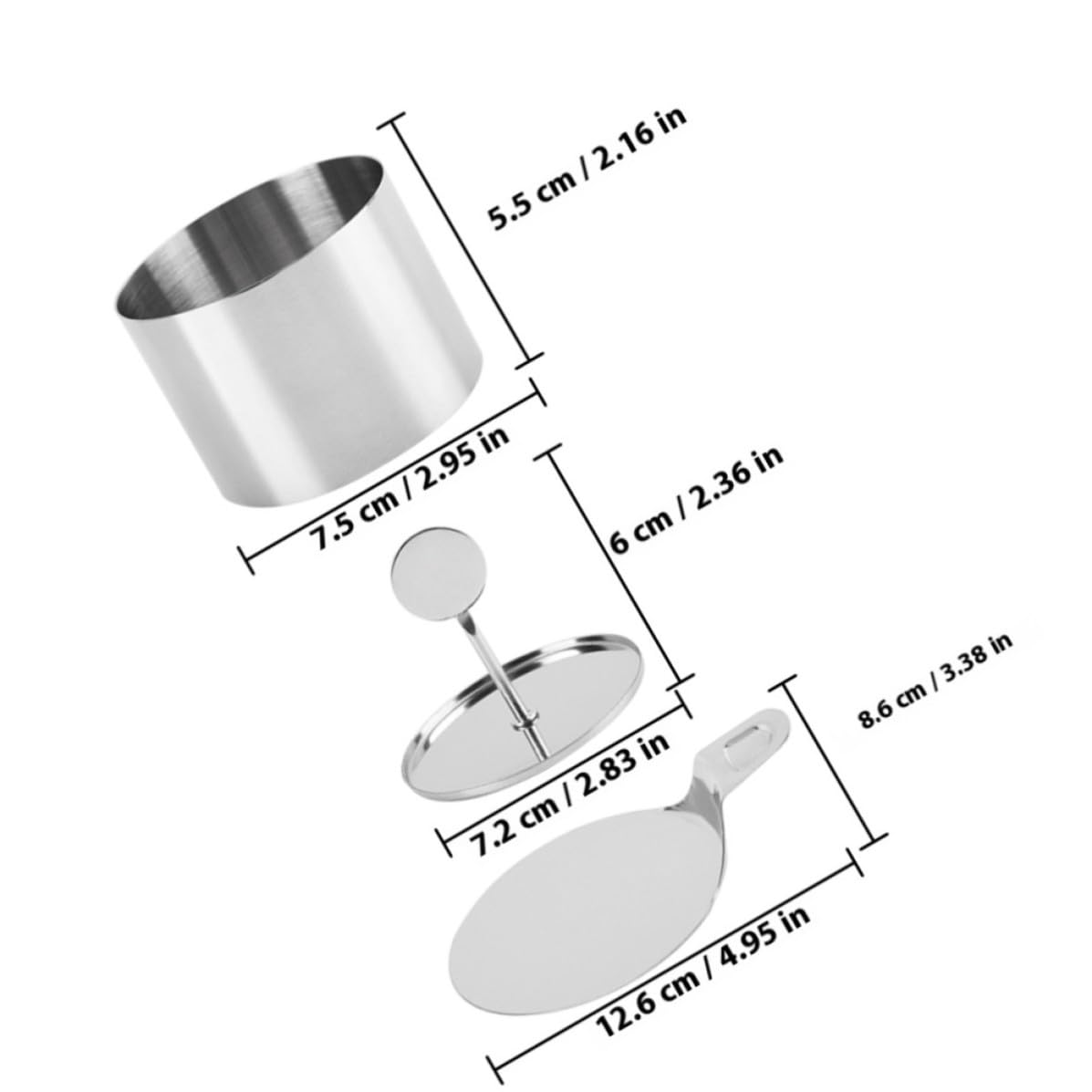 SOIMISS Molde Redondo para Hornear Pasteles de Acero Inoxidable, 1 Juego | Acabado Plata, Superficie Lisa, Incluye Placa de Presión y Espátula, Apto para Repostería y Cocina DIY