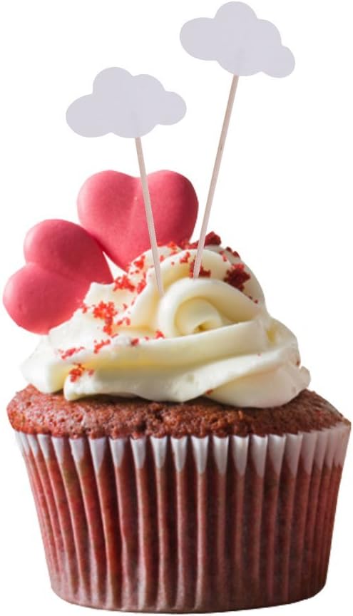 50pcs Cake Toppers Cloud-shaped Cupcake Toppers Cupcake Picks for Wedding Birthday Decoration - White