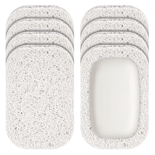 8 Pack Soap Holder Bar Soap Saver Dish for Shower High-Efficiency Drainage and Non-Slip Lift Pads Sponge Tray Gripper for Kitchen Sink Bathroom Travel Hotel Cleaning Supplies 4.5 x 3 (White)