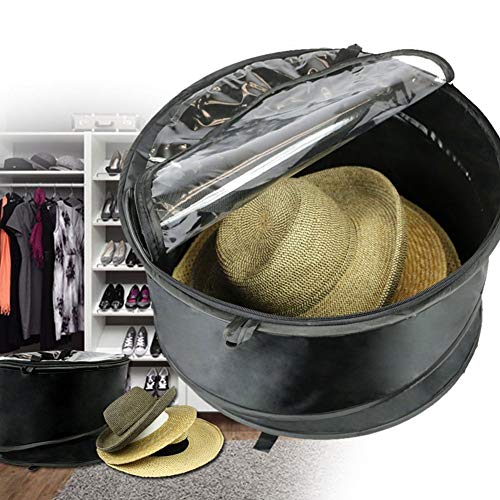 The Elixir Deco Premium Collapsible Pop-Up Dust Cover Hat Bag Organizer Stroage Travel Bag Round Hat Box