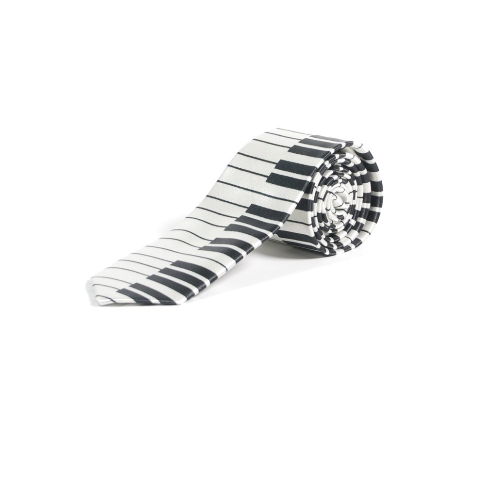 Mytoptrendz® Black And White Piano Key Printed Tie Silky Satin skinny Neck Tie