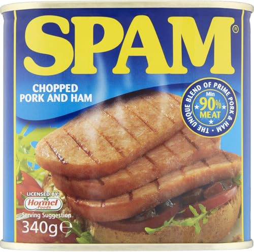 SPAM Chopped Pork and Ham Canned Meat Min 90% Meat Gluten Free 340g Pack of 6