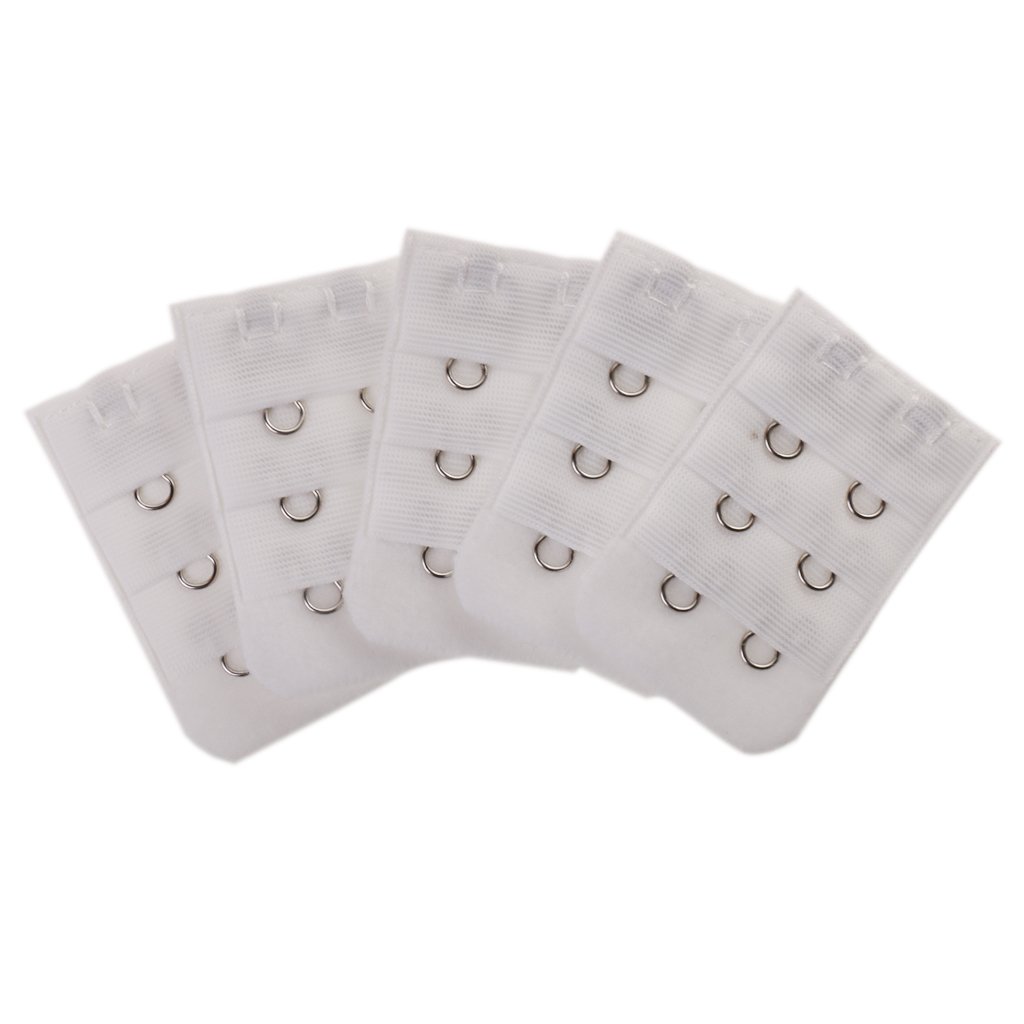 5pcs Elastic Bra Strap Extension Bra Extenders 2x 3 Hook White-image-23