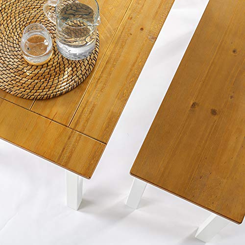 Zinus Becky Farmhouse Dining Table with Two Benches / 3 piece set Zinus Becky Farmhouse Dining Table with Two Benches / 3 piece set