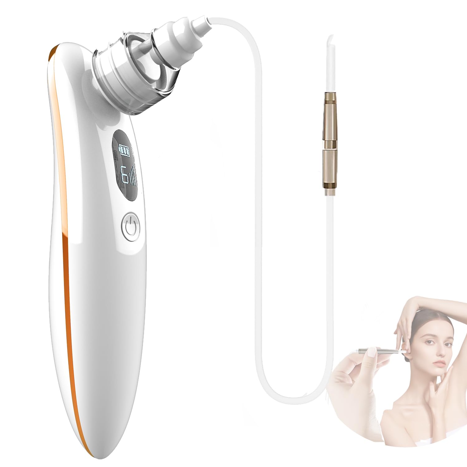 Ohrenschmalz Entferner, LED Sicheres und Weiches 360 Grad Spirale Silikon Ear Cleaning kit Ersatzköpfen, Geeignet für Kinder und Menschen（Goldene）