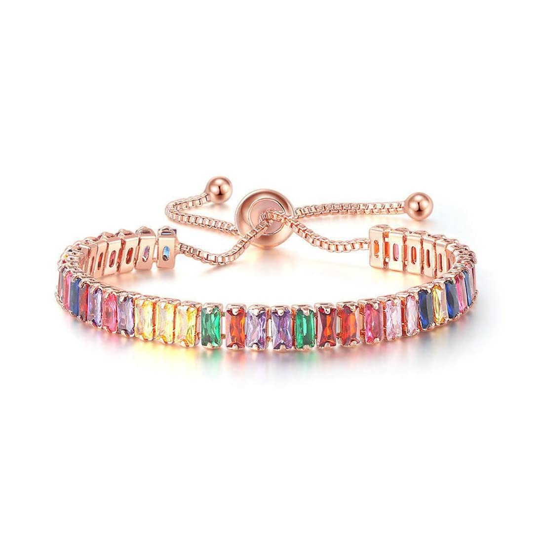 Teegxddypulsera de cristal colorida para mujer, regalos personalizados, pulsera de regalo para mujer, pulsera de oro rosa para mujer