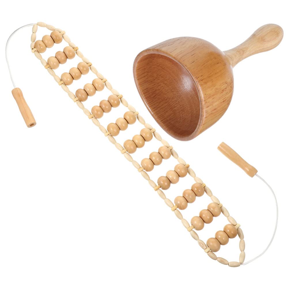 Healifty 2-In-1-Holztherapie-Massagegeräte -Massagegerät Maderoterapia-Kit Körper-Gua-Sha Roller Seilmassagegeräte Zum Entspannen