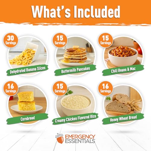 Image of Emergency Essentials 1-Month Emergency Food Supply Bucket, 257 Servings, 56,650 Calories | Long-Term Survival Food Kit for Disaster Preparedness, Camping, and Power Outages