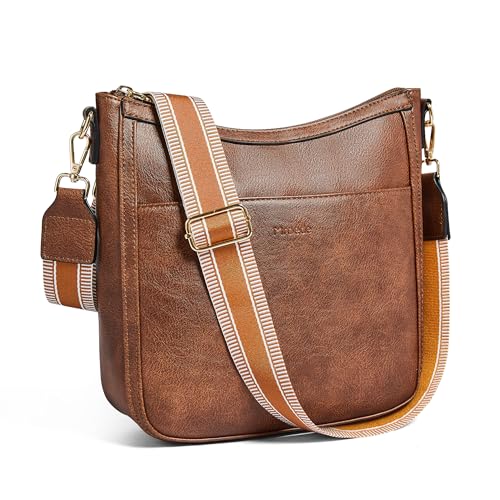 Image of Leather Crossbody Purse for Women Crossbody Bag for Daily Travel | Trendy Vegan Leather Medium Crossbody Purse with Adjustable Strap Women's Hobo Shoulder Handbags for Work