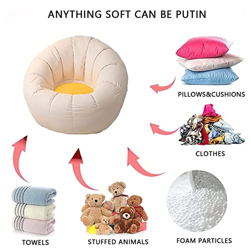 Hwoek Bean Bag Chair Cover +Footstool Cover Lazy Sofas Cover Pumpkin Shaped Bean Bag Cover (No Filler) Stuffed Animal Storage Or Memory Foam Lounger Seat Bean Bag Cover,Yellow,M #TOP1