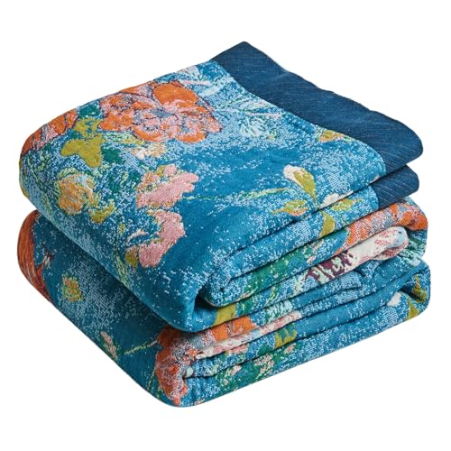 Image of MSGKV Boho Throw Blanket 60 inchx80 inch 100% Cotton Bird Throw for Bed Couch