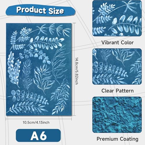 NOVWANG 80 Pcs Cyanotype Paper, High Sensitivity Sun Print Paper Kit with 2 Sleeves and 1 Template, DIY Arts and Crafts Project (5.8 x 4.1 Inch) by NOVWANG - Used condition - Image 2