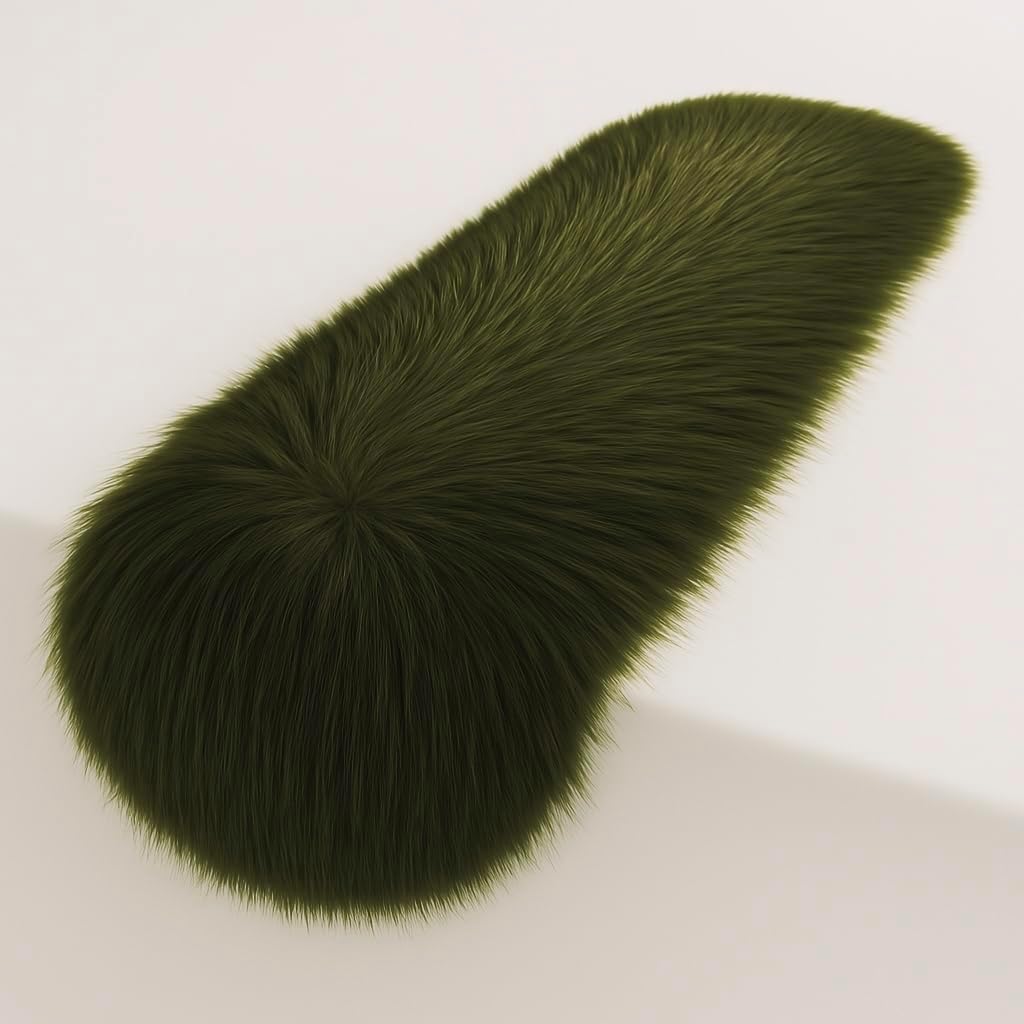 FabricLA Olive Faux Fur Table Runner