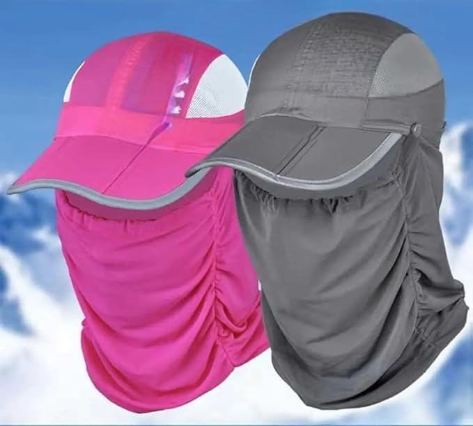 MURTISIDDH Polyester Summer Sun Protection Cap Mask for Summer Outdoor Cycling UV Sun Protection Block Hat Protection Face Cover Scarf Mask for Women & Girls Bike Fishing Cycling (Multicolour) 2