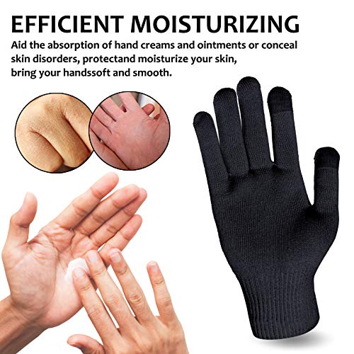 Mig4U Moisturizing Beauty Gloves Touch Screen Overnight Sleeping Glove Large For Men Spa, Dry Hands, Nighttime Lotion, Uv Protection, Cosmetic Treatment,Xl Black 3 Pairs #TOP2
